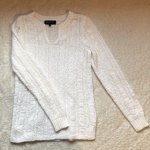 Oversized White Crochet Sweater Small/ Jones New York